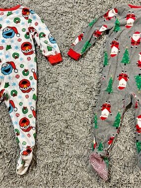 Kids Holiday One-Piece Footed Pajama - Santa & Festive Characters, Multi